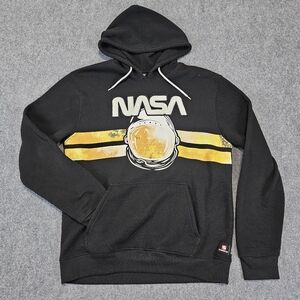 South Pole NASA Hoodie Men Large Black Pullover Sweatshirt Black Varsity Letters
